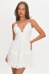 Laney Low Back Cami Strap Dress Lace White