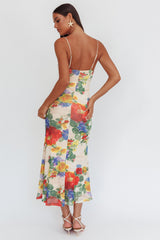 Days Ahead Mesh Overlay Maxi Dress Floral Pink