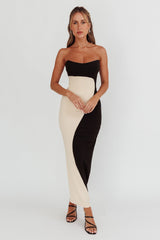 Regent Strapless Maxi Dress Black/Beige