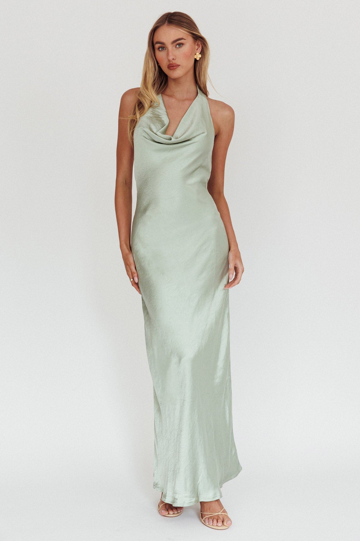 Element Halterneck Maxi Dress Matcha