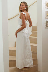Provence Bloom Peplum Maxi Dress Off White